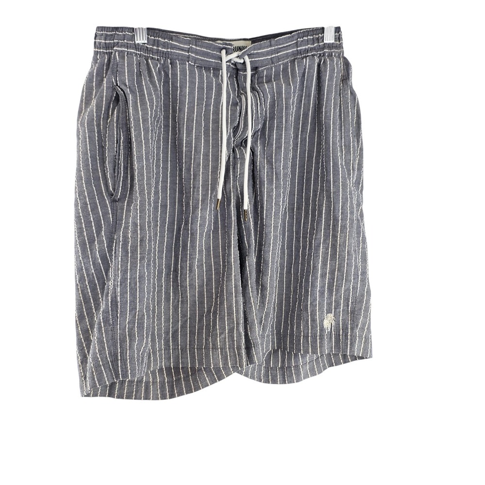 Trunks Surf & Swim Co. Swim Trunks Mens L Gray Stripe Lined Pockets Beach Casual